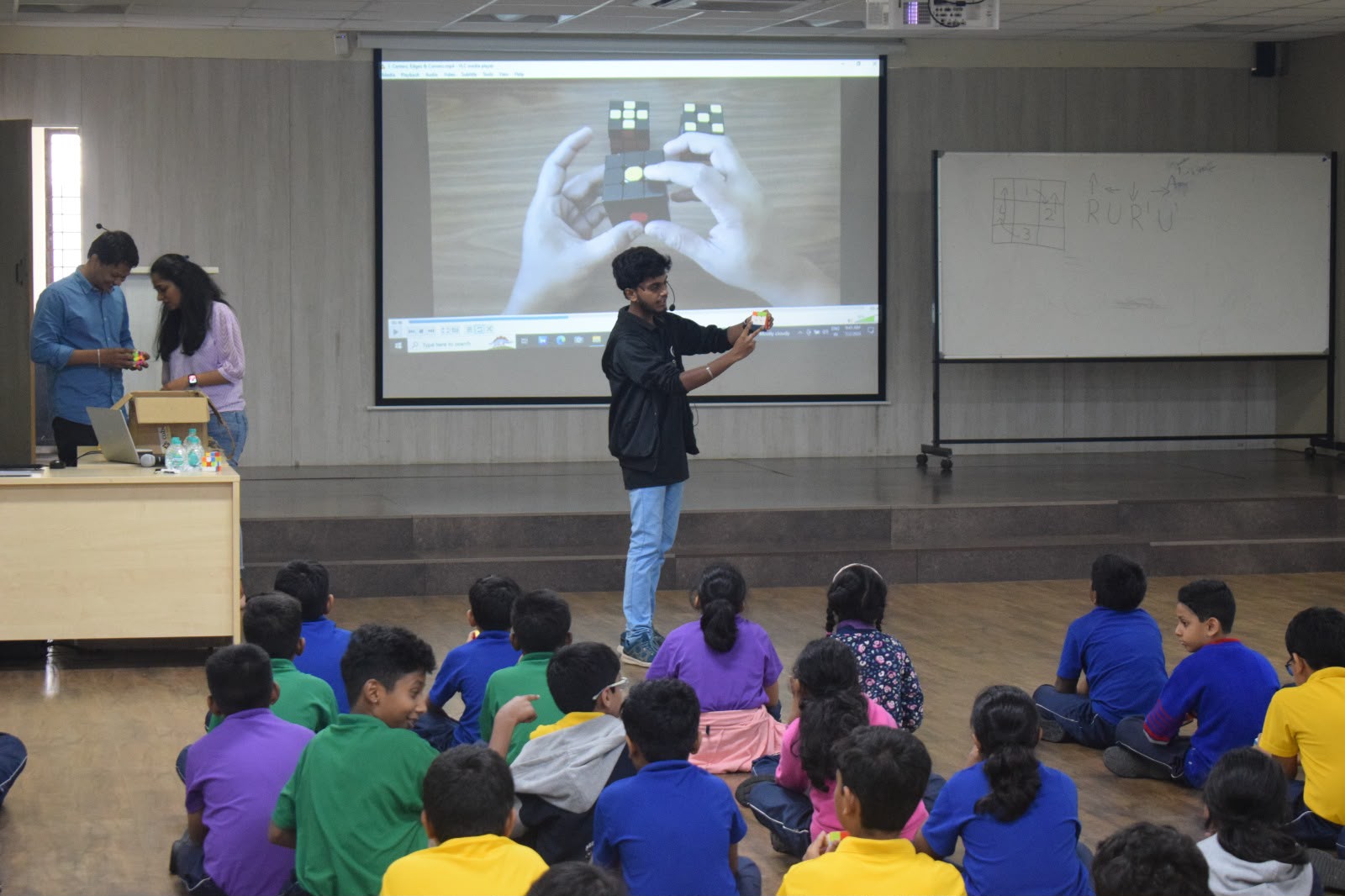 Cubing Zone students on the competition podium